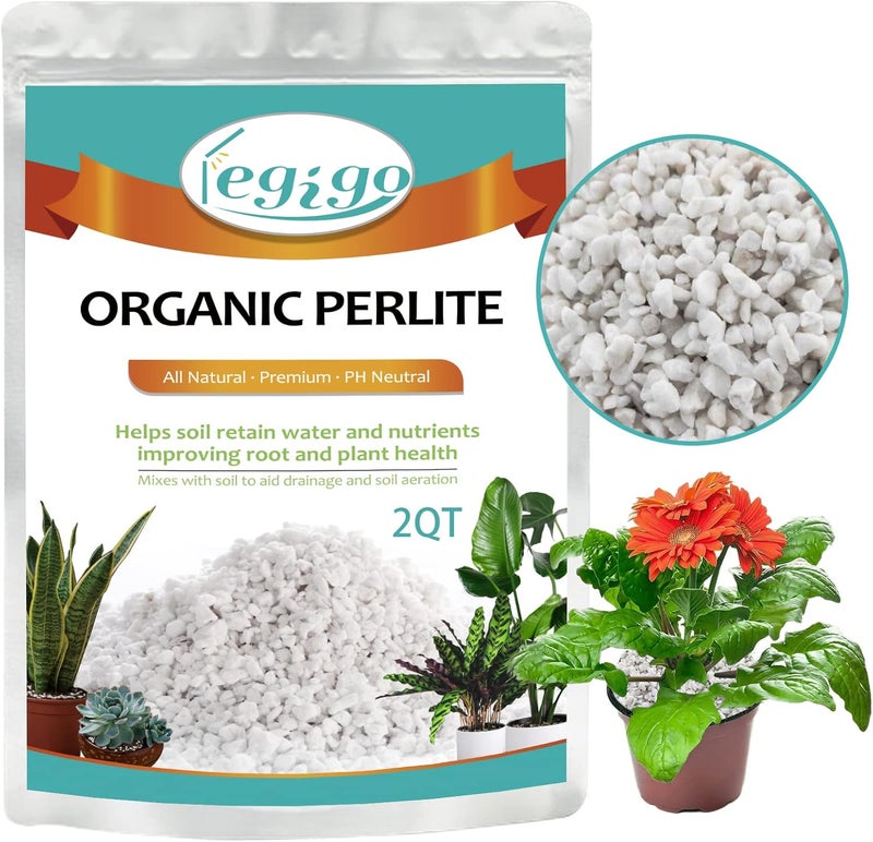 Legigo 2 Quarts Organic Horticultural Perlite for Plants Indoor- Natural Horticultural Soil Additive Conditioner Mix for Improves Drainage, Ventilation and Root Growth - Image 1